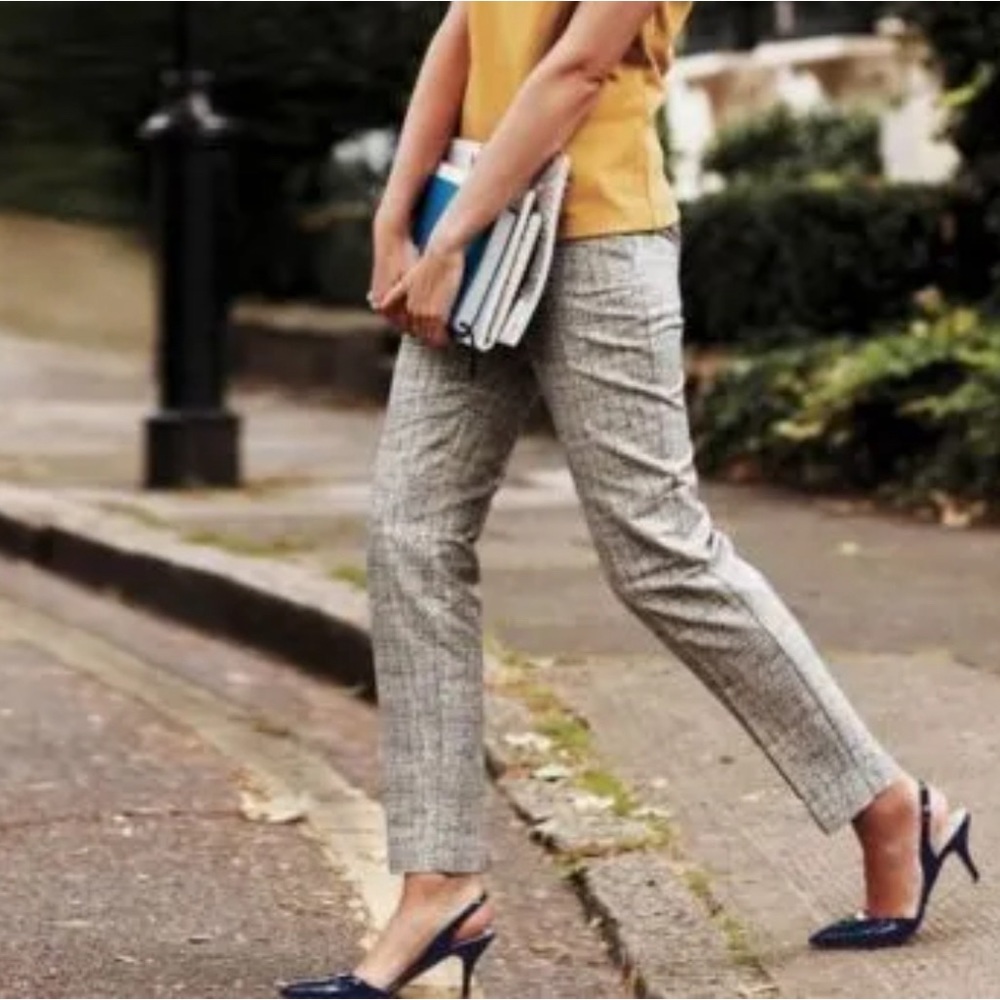 Boden Metallic Silver Bistro Crop Trouser Pants UK 12 US Size 8 (31” Waist)